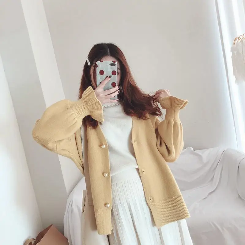 Women Autumn Simplicity Office Lady Solid Color All-match Knitting Cardigan Coat Women Clothes Fashion Loose Trend Knitwear