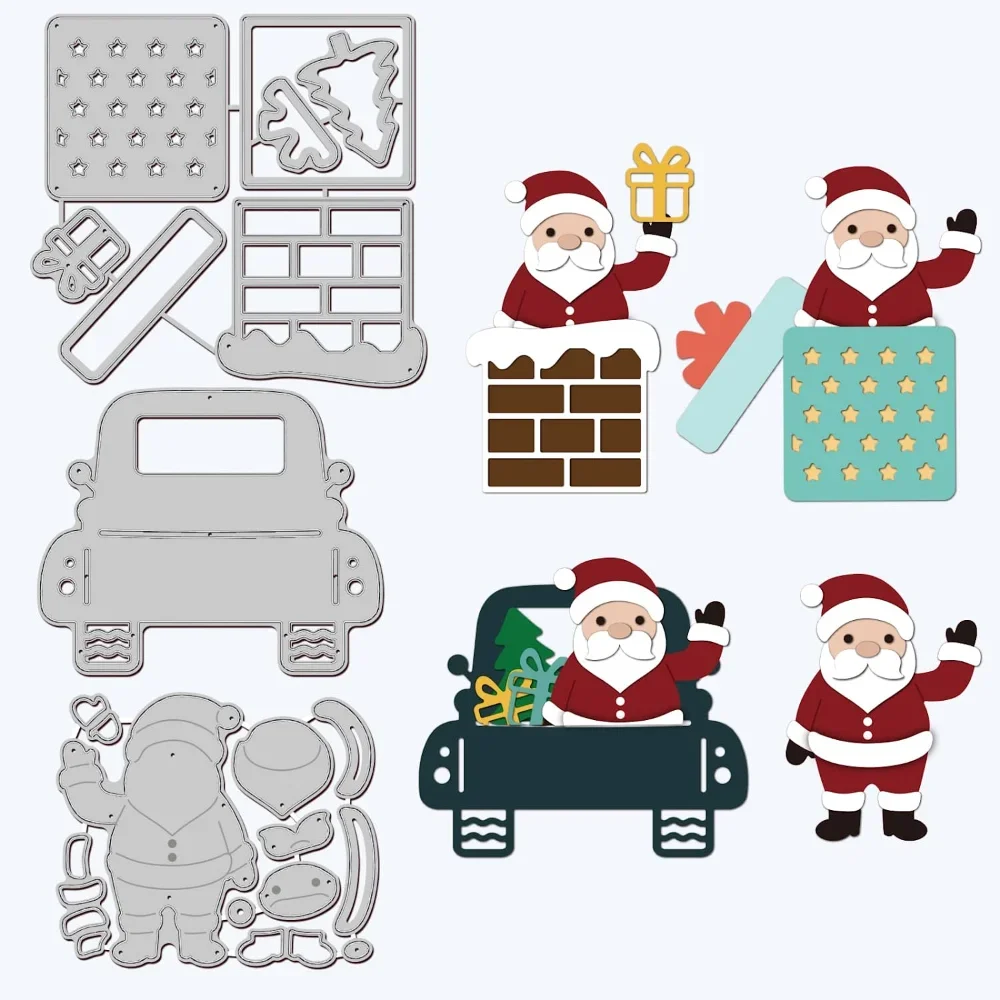 Christmas Metal Die Cuts Santa Claus  Embossing Template Mould Car Gift Box Die Cut for Scrapbooking Card DIY Craft Decoration