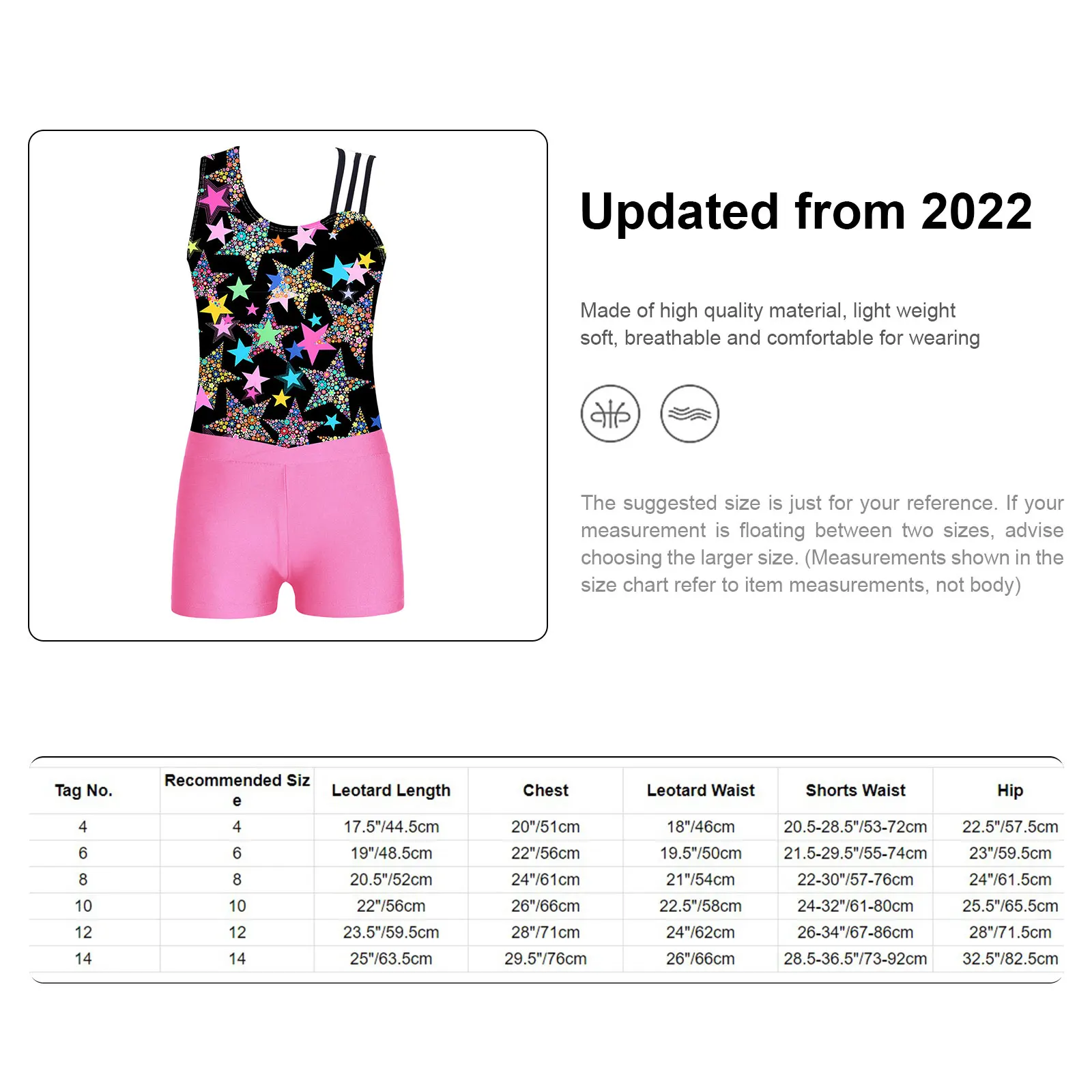 Gymnastic Leotard for Children Gilrs Yoga Dance Workout Skating Bodysuit with V-front Waistband Shorts 2023 New Sportswear