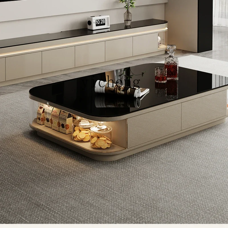 

solid wood floor TV cabinet household glass coffee table TV cabinet combination