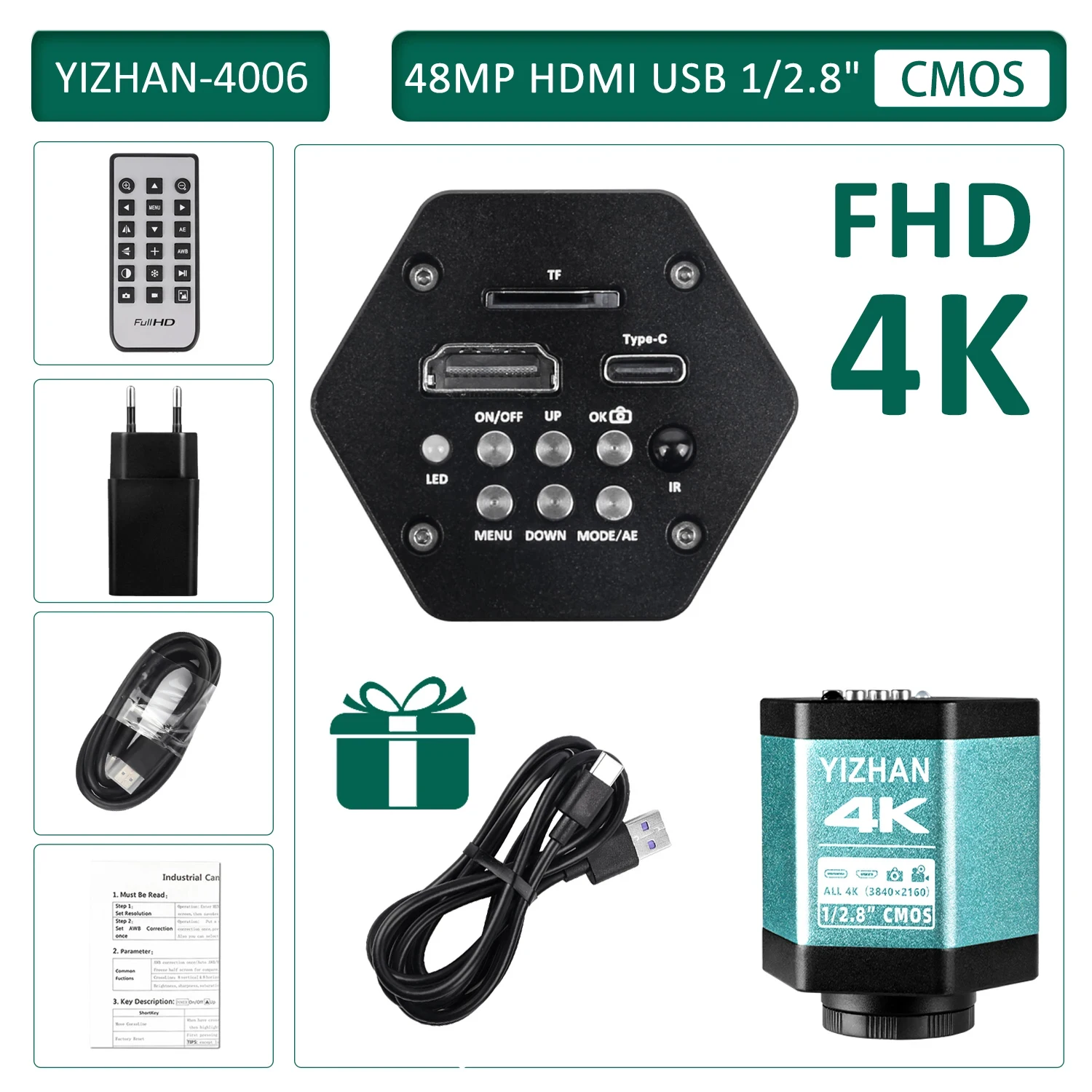 YIZHAN Full 4K Digitalmikroskop zum Löten, 215-fache Vergrößerung, 48MP HDMI USB Mikroskopkamera mit IMX415 Sensor, Videomikroskop – Detail 9