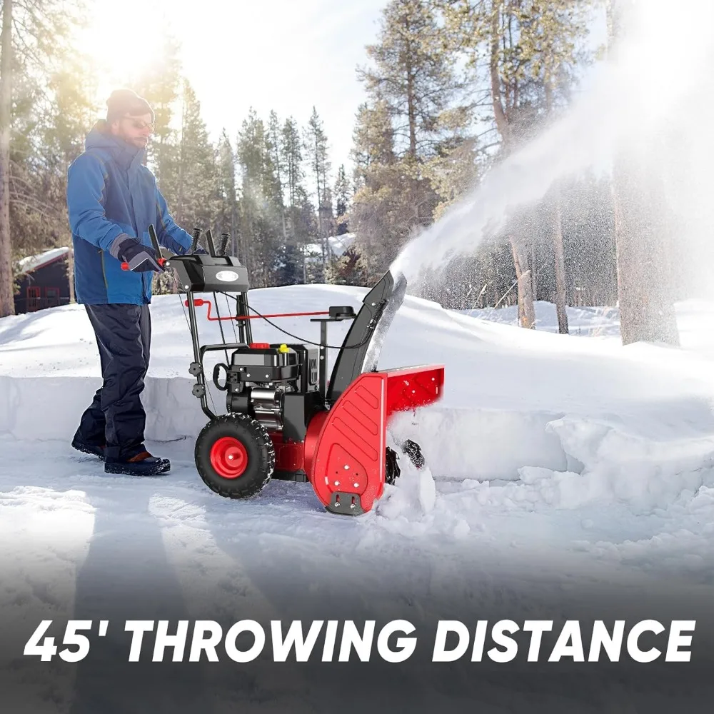 Self Propelled Two-Stage Snow Blower Gas Powered Engine with Electric Start, LED Headlight