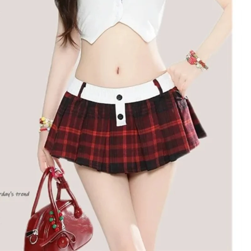 

Летние заниженные мини-юбки женские винтажные корейские модные клетчатые юбки для женщин Y2k плиссированные в консервативном стиле милый горячий американский стиль