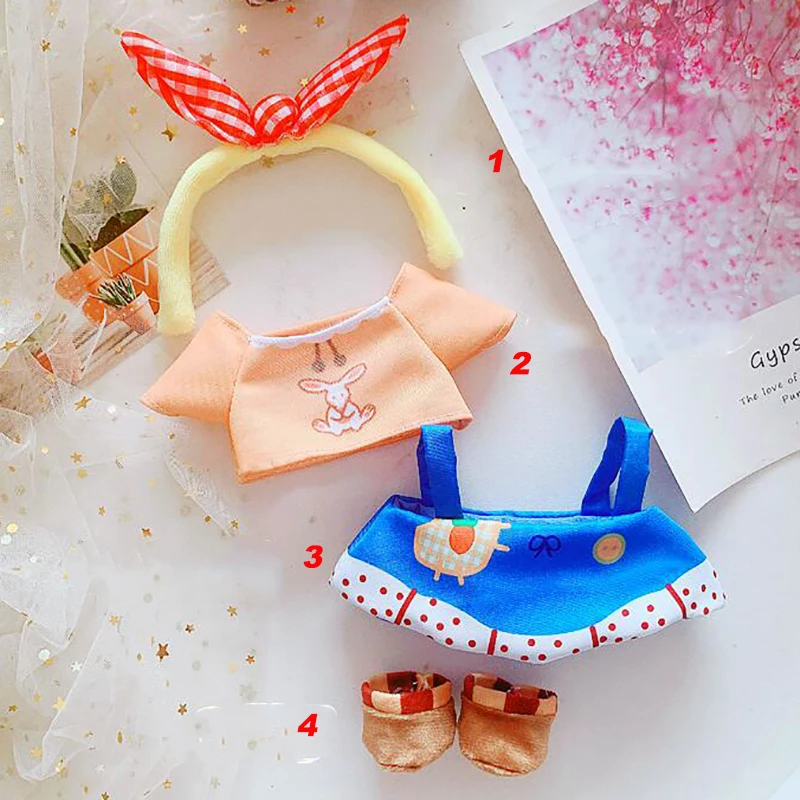 1 Set 20cm Doll Clothes Outfit Doll's Clothes Headband+T-shirt+dress+Shoes Dolls Accessories Generation Doll Clothes Gift Toys