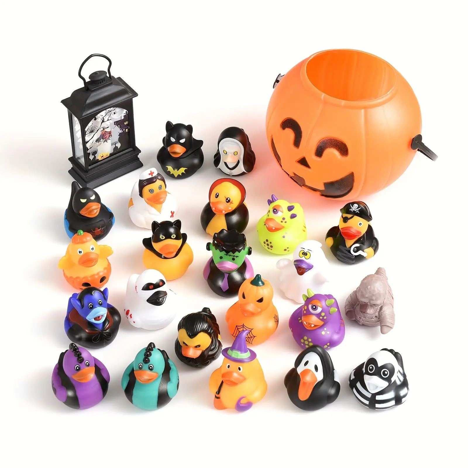 48PCS Halloween Rubber Duck,2.5 Inch Assorted Rubber Duck with Variou Halloween Characters Novelty Rubber Duck Toys for  Bathtub