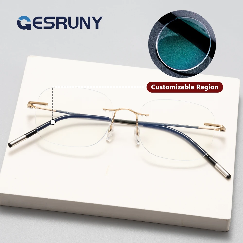 

Gesruny очки без оправы в деловом стиле по рецепту, очки для близорукости на заказ, оптические линзы, очки для чтения для женщин и мужчин
