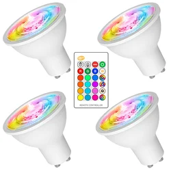 4PCS GU10 Bulb Lamp 16 Color Change Dimmable RGB GU10 8W LED Lamp Light Remote Control Led Spotlight Spot Light+Memory Function