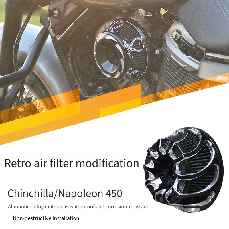 For Benda Napoleon 450 Chinchilla 500 450 Turbo Round Air Filter Retro Air Cleaner No-Drill Accesorios Moto