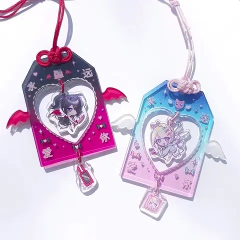 2PCS/SET Anime Keychain NEEDY GIRL OVERDOSE Guard Acrylic Keyring Backpack Pendant Cosplay Props Christmas Gift For Girls