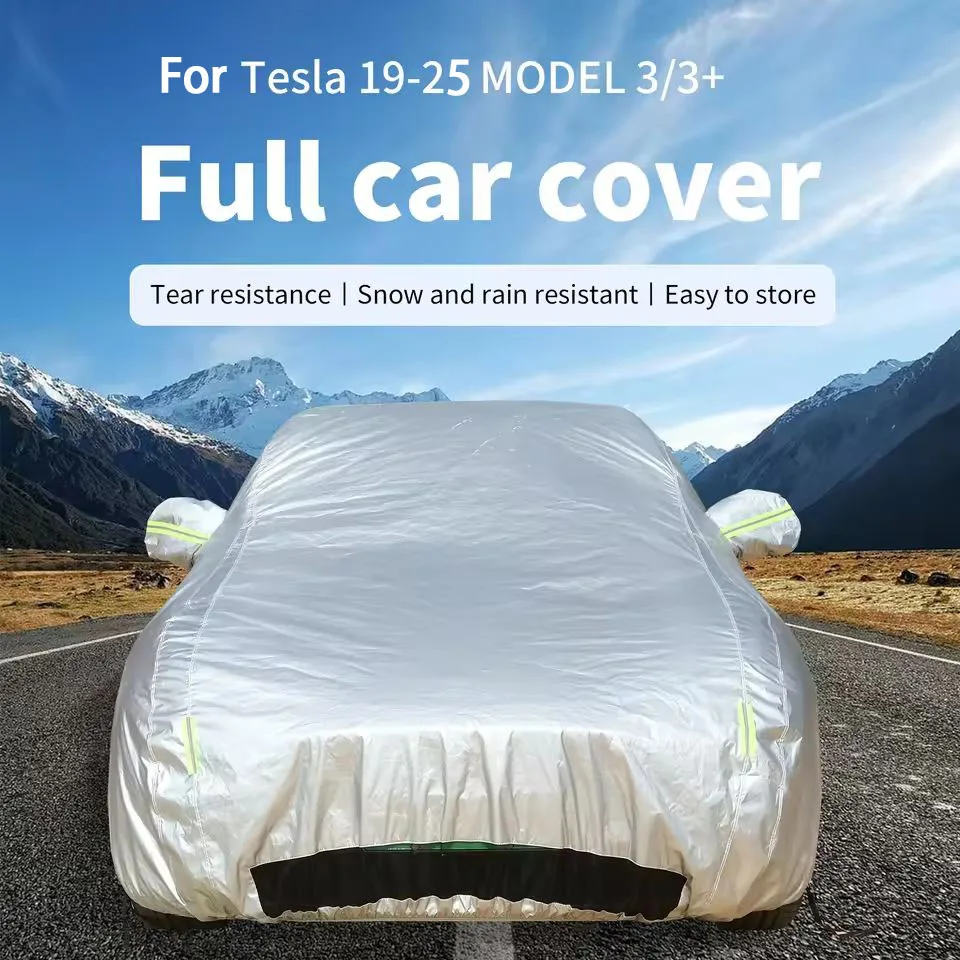Heavy Duty Full Exterior Car Cover for Tesla ModelY Juniper 2025&Model 3 2024 Outdoor All-Weather Protection Snow Dust Resistant