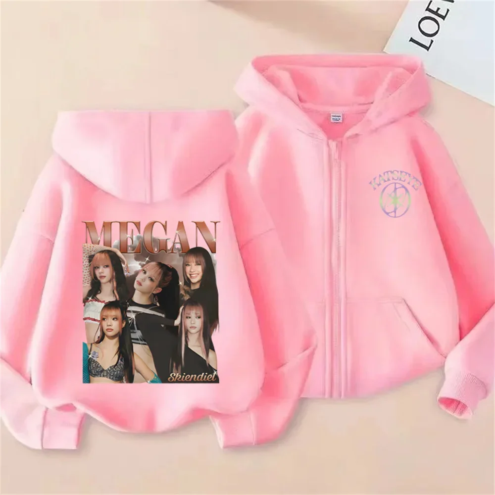 2026 New Girl Group Katseye Zipper Hoodie Boys Girls Fashion Trendy Casual Sweatshirt Kids KATSEYE Zip UP Hooded Tops