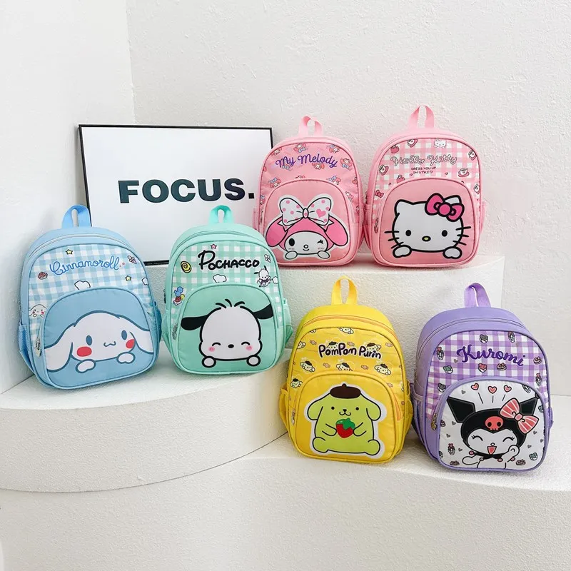 Sanrio Print Backpack Cinnamoroll Kuromi Melody Hello Kitty Cute Schoolbags Kids Satchel Kawaii Knapsack Nylon Daypack Gifts