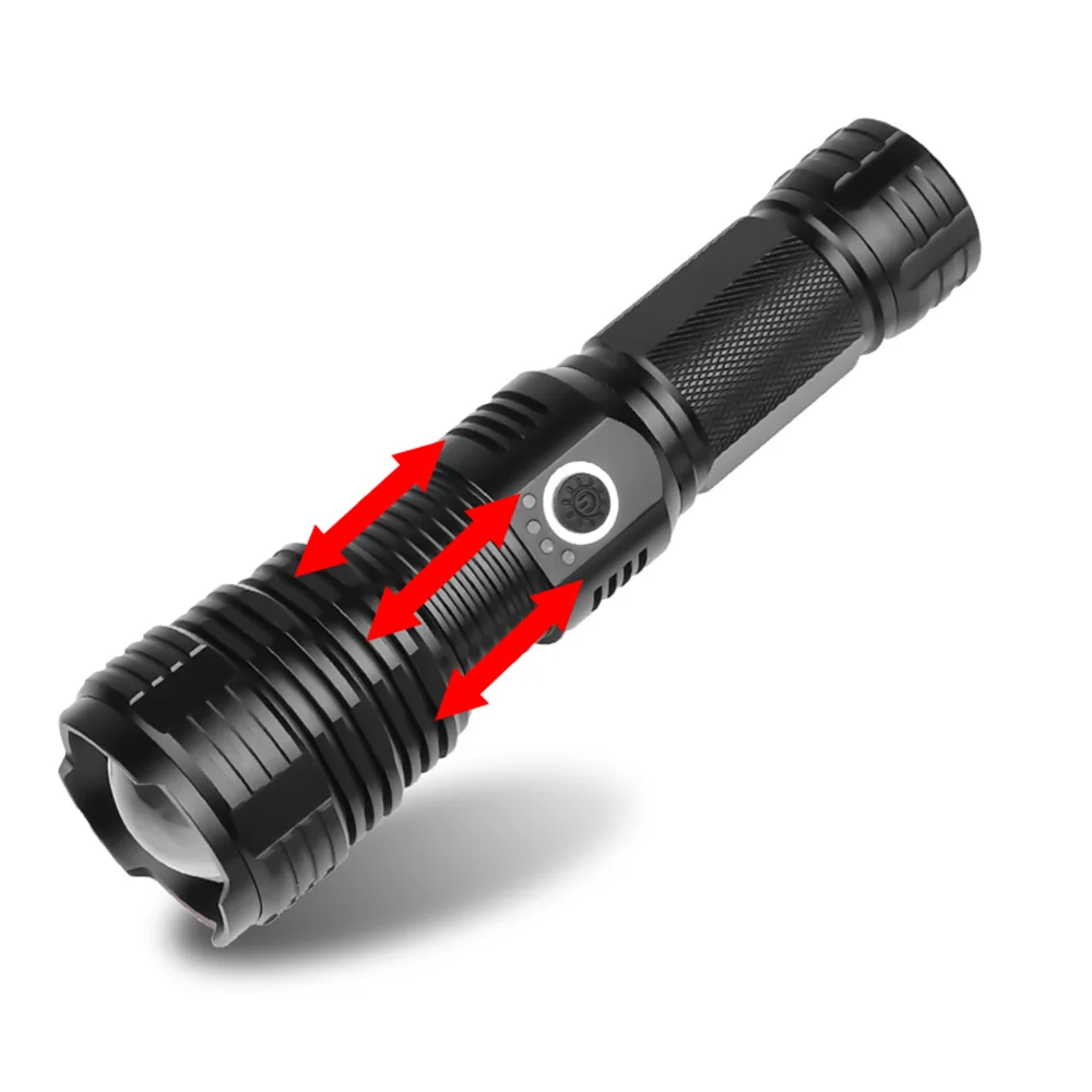 가장 강력한 LED 손전등 USB 충전식 토치 라이트 고출력 손전등 전술 랜턴 캠핑 용 롱 샷 핸드 램프