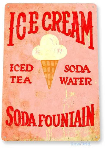 TIN SIGN Ice Cream Soda Fountain Kitchen Carnival Fair Rustic Metal Décor C011 --Tin Sign