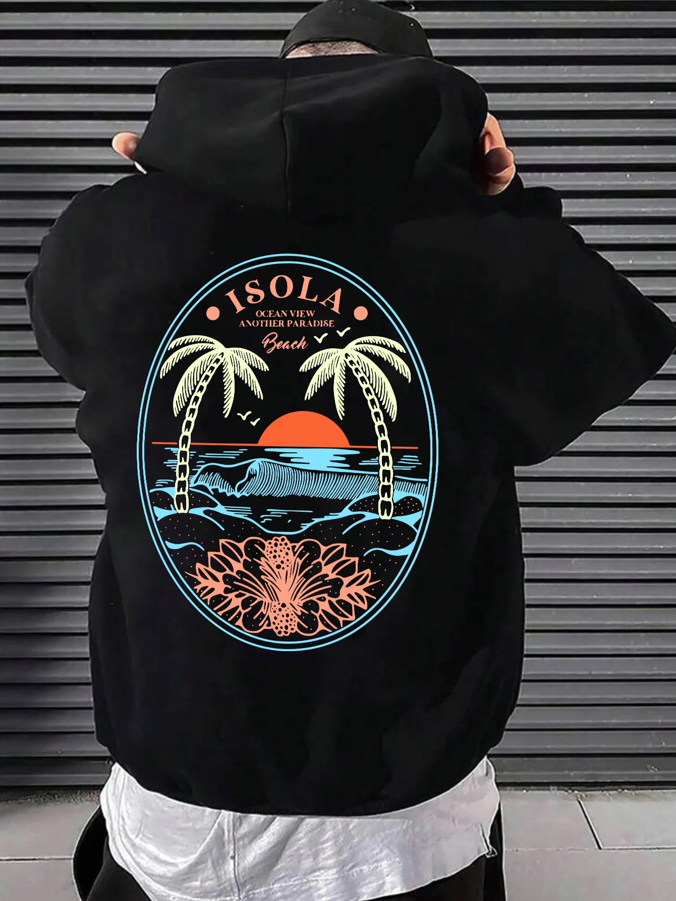 

My solo sea view paradise print, men's casual and comfortable hoodie, trendy long-sleeved hoodie