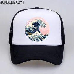 Retro Wave Japan Anime men Trucker hat Vaporwave Kanagawa Baseball cap Women Summer Mesh Trucker hat Parent-child Sun Hat
