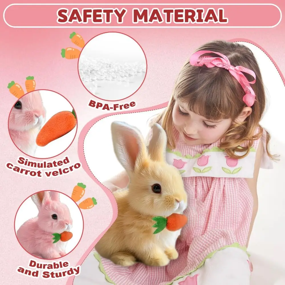 Adorable con sonidos y movimientos, conejo eléctrico de peluche de Pascua, muñeco de peluche realista, mi conejito realista, juguete interactivo