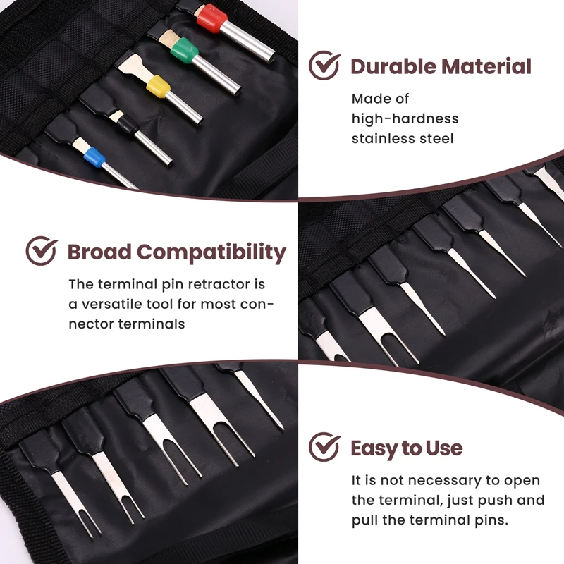 AB30-Auto Terminal Removal เครื่องมือ,สายไฟรถยนต์ PIN EXTRACTOR Connector PULLER Kit,Depinning ชุดเครื่องมือ (18 ชิ้น)