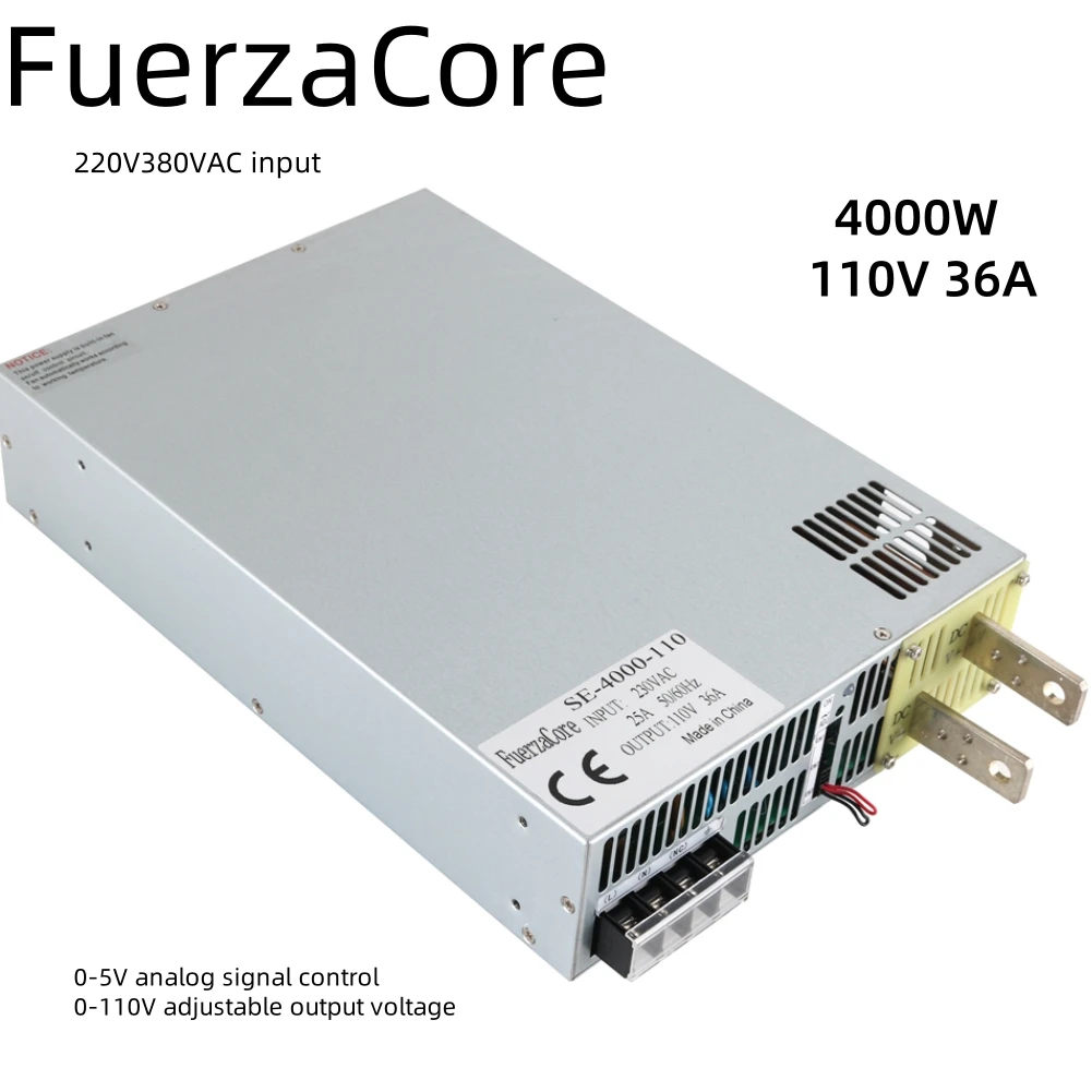 

4000W 110V High Power SMPS 0-110V Adjustable Output 0-5V Analog Signal PWM PLC Control 220V 380VAC LED Motor Battery CCTV 110VDC