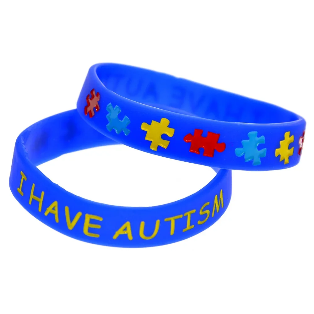 1 PC I have Autism Silicone Wristband Women and Men Rubber Sports Bangle Inspirational Bracelet Kids Size