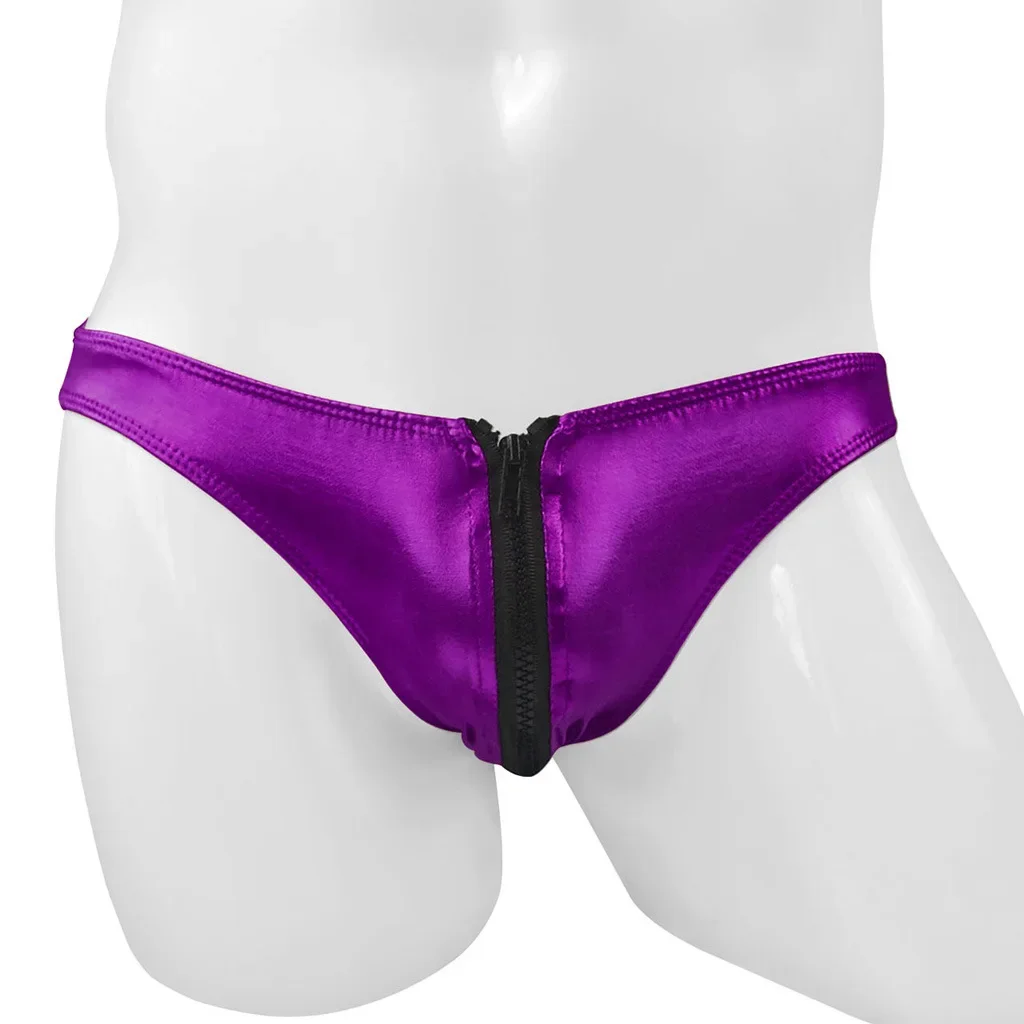 الرجال مثير ملابس داخلية قصيرة لامعة فو الجلود زمم سراويل مثليون جنسيا المثيرة U محدب الحقيبة مانكيني لينة الراحة أوم الاباحية السروال #4