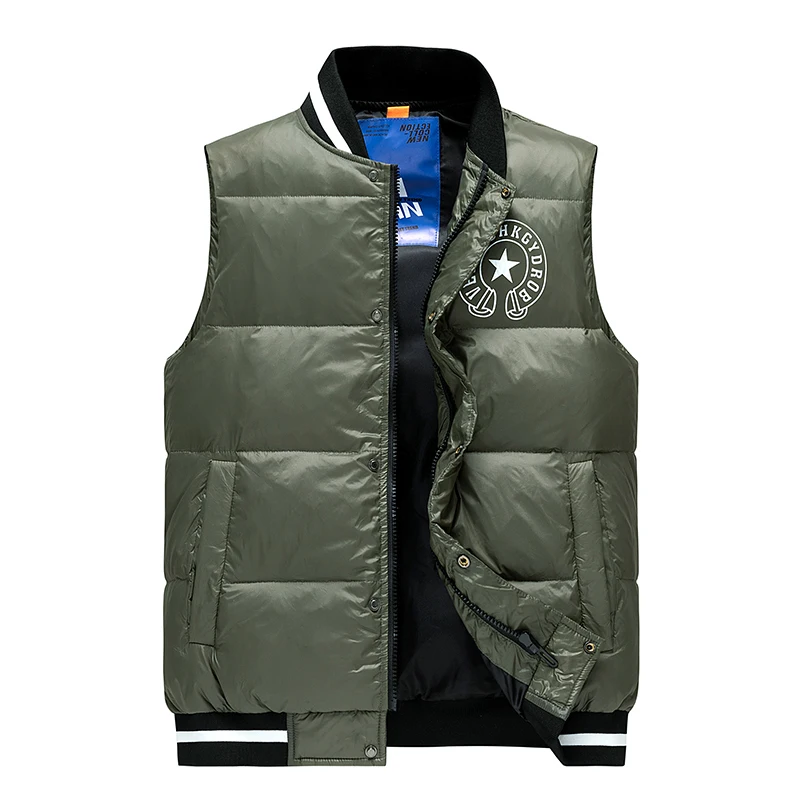 Winter Down Vests Men American Style 90% Duck Down Vests for Men Zipper Fly Solid Warm Sleeveless Waistcoat Homme Parkas Male