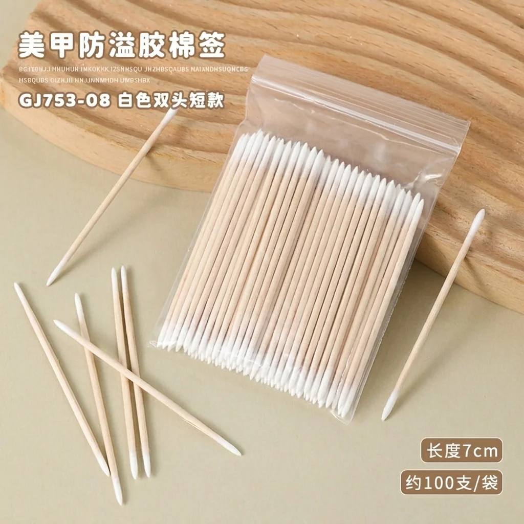 Einweg-Holz-Mikro-Wattestäbchen 100 Stück Fusselfreie Mini-Bürsten Wimpernverlängerung Klebstoffentferner Make-up Schönheitswerkzeuge