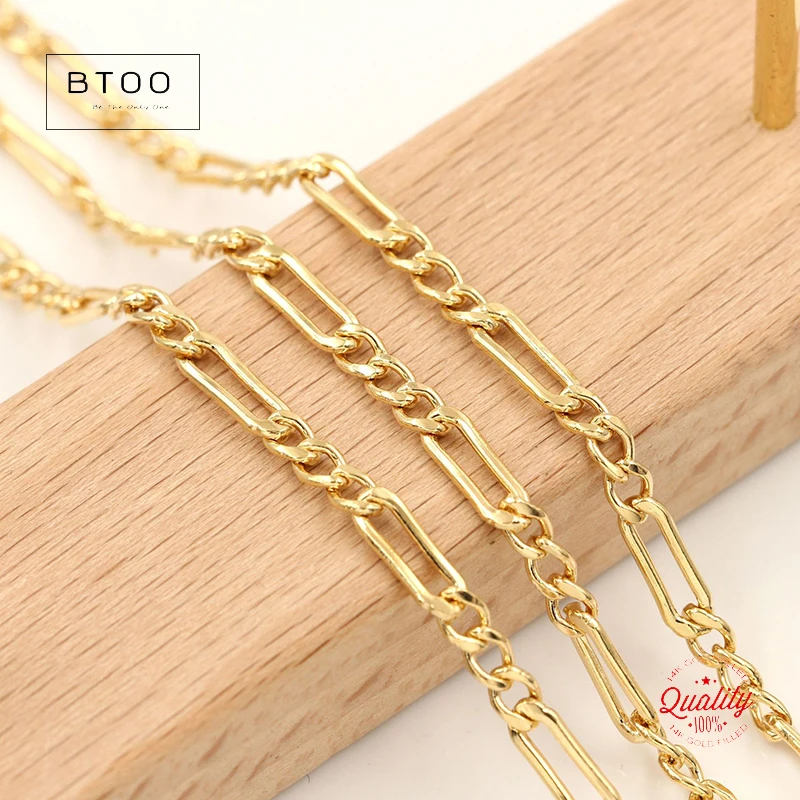 1 meter 14K Gold Filled Chain 3.5mm Figaro 3+1 Footage Chain Unfinished Chain Gold Chain Wholesale BULK DIY Jewelry Finddings