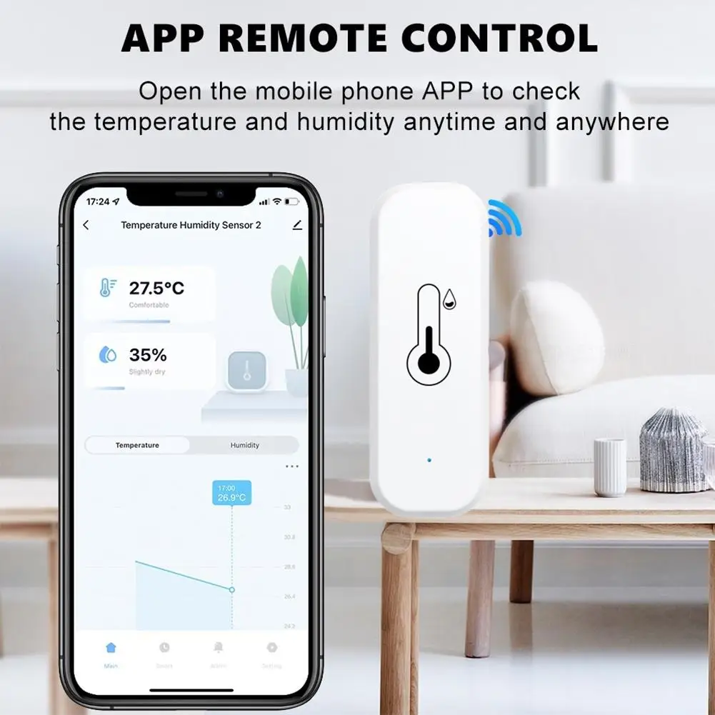 WiFi Temperatura e Umidade Sensor, Smart Life Monitor Remoto, Home Workwith Alexa Assistant