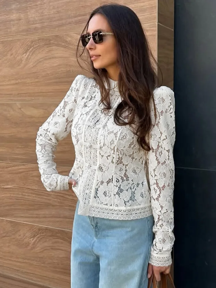 Tossy Summer Lace Printed Shirts Tops – Stylish Fashion Commute Blouse for Women Tossy Summer Lace Printed Shirts Tops – Stylish Fashion Commute Blouse for Women