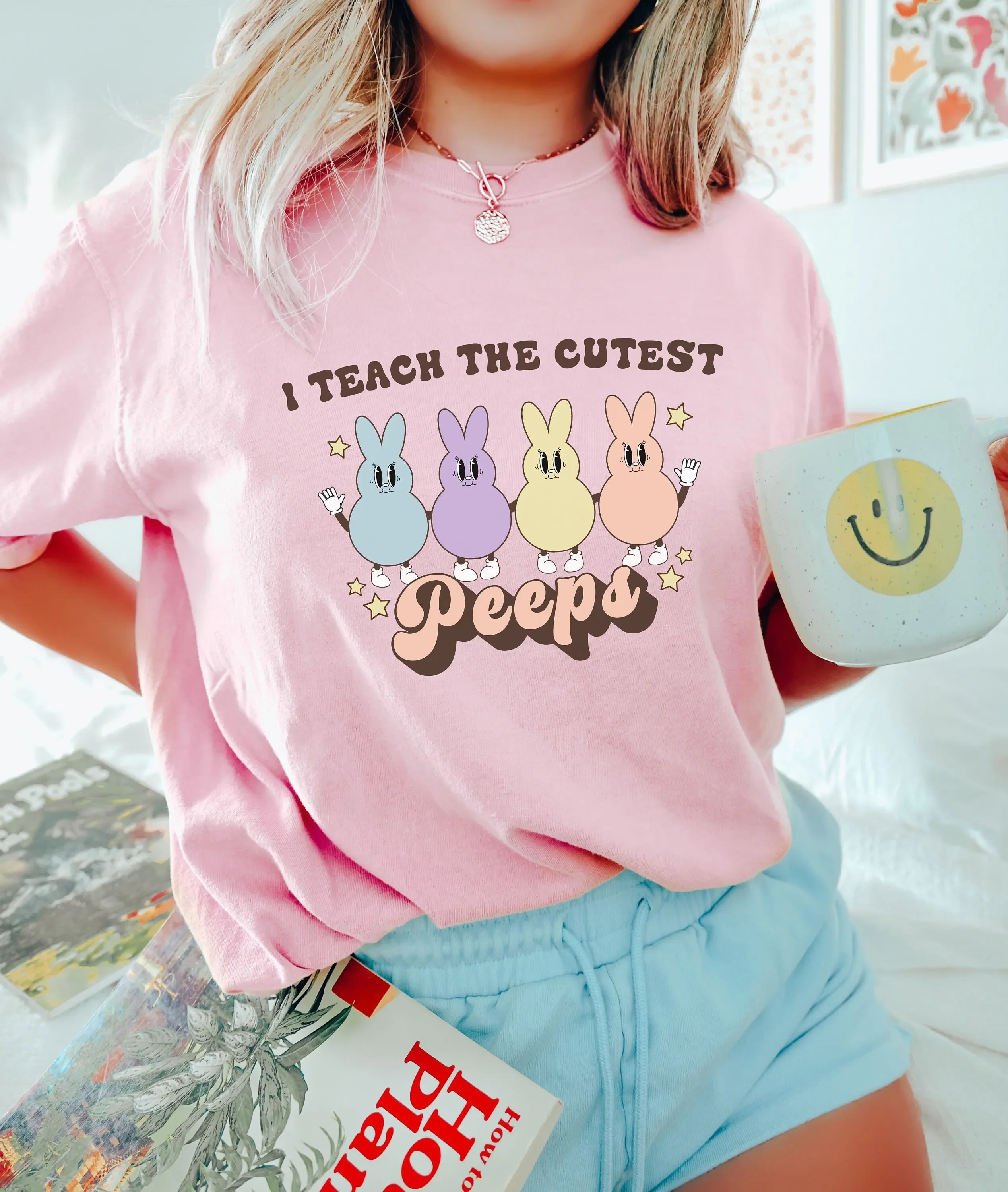 Teacher Easter T Shirt Retro Teach Cutest Peeps Bunny