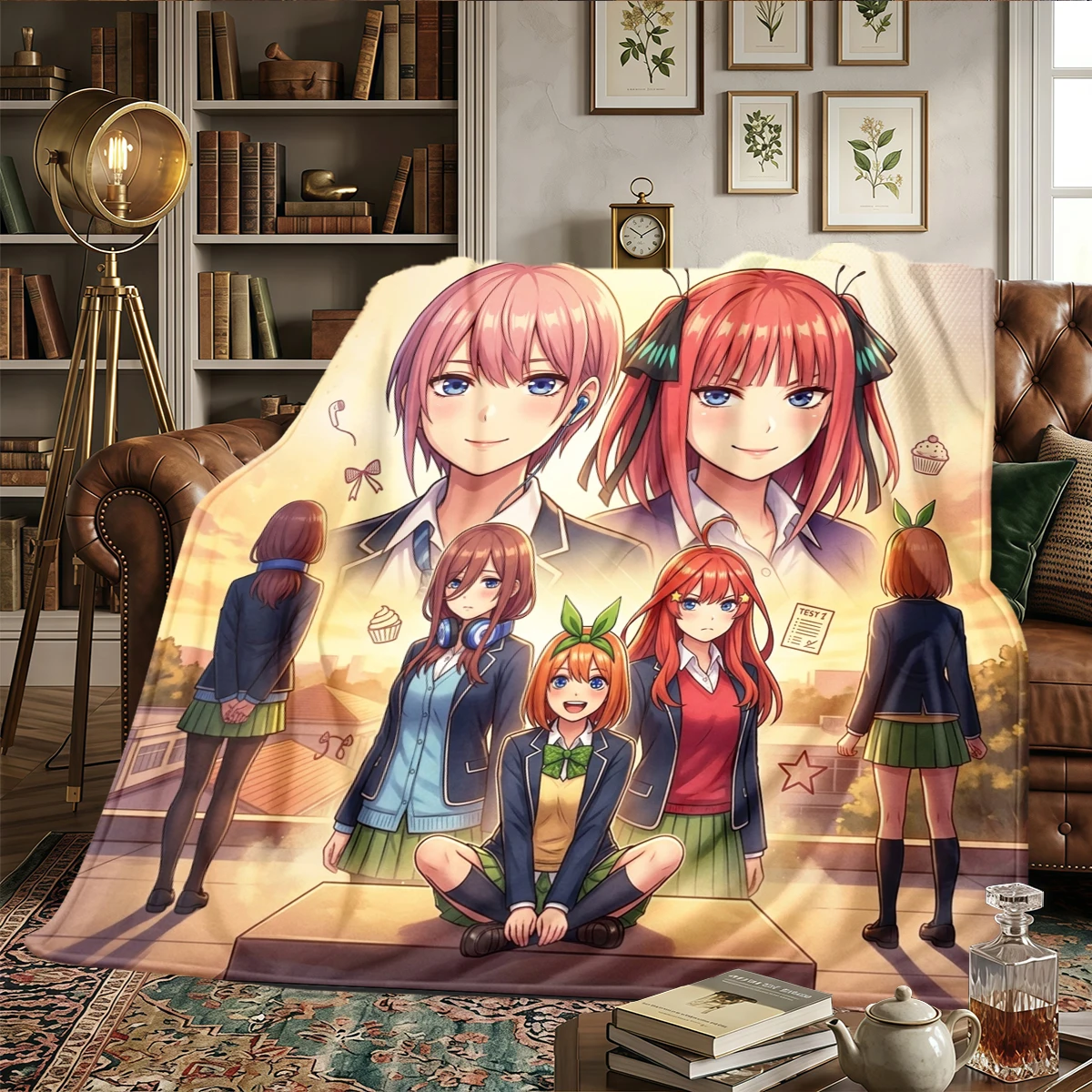 The Quintessential Quintuplets Warm Flannel Blanket Printed Comfortable, Fits Beds, Chairs, Travel -HE65