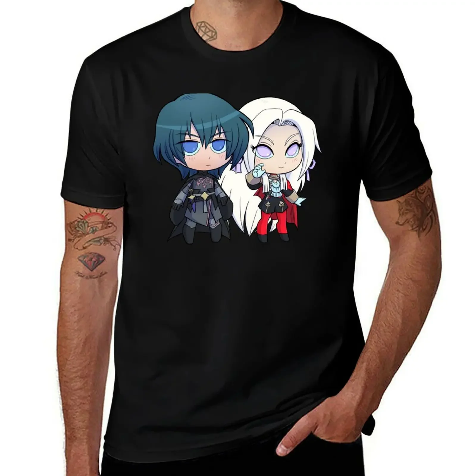 Byleth (M!Byleth) and Edelgard - Fire Emblem Three Houses - Chibi Cuties T-Shirt Short sleeve tee Men's clothing