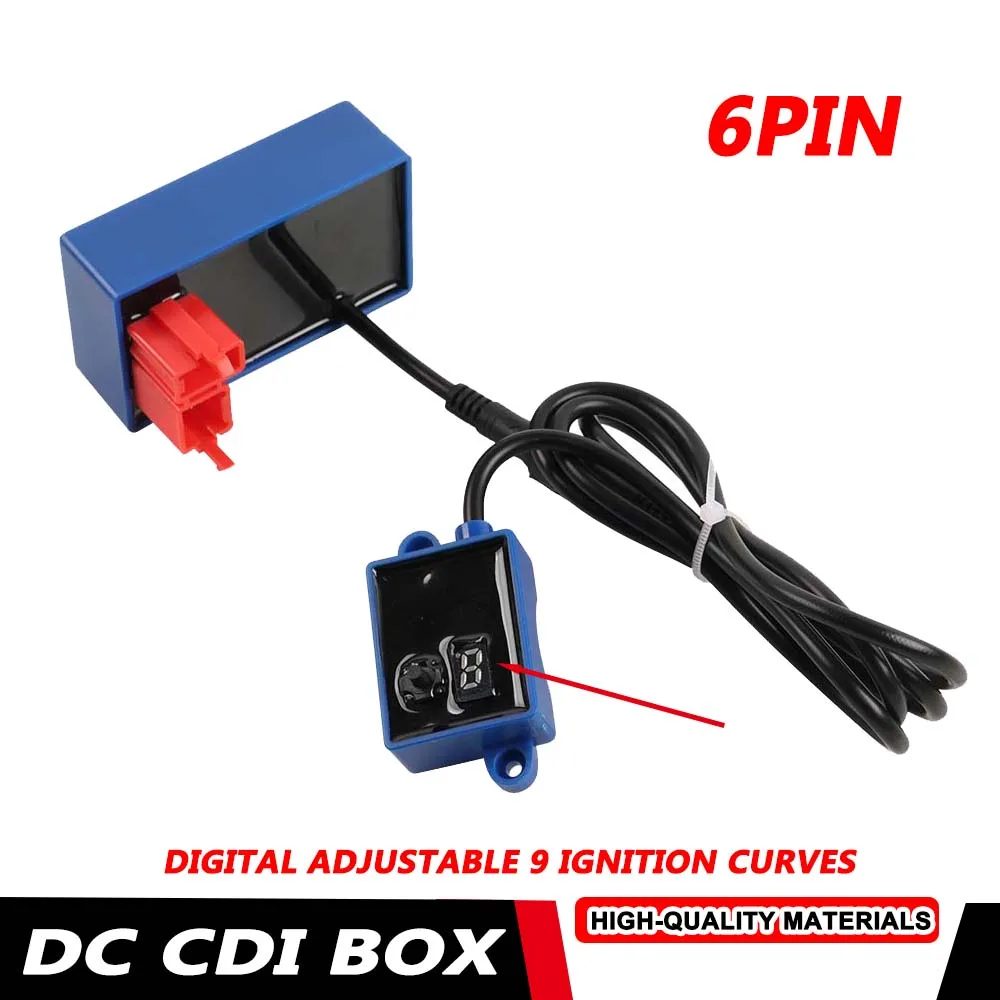 6 Pin DC CDI Box with Long Wire Digital Adjustable 9 Ignition Curves For FT180 FT200 FT250 170Z 250Z RT 200 250 DM250 NX200