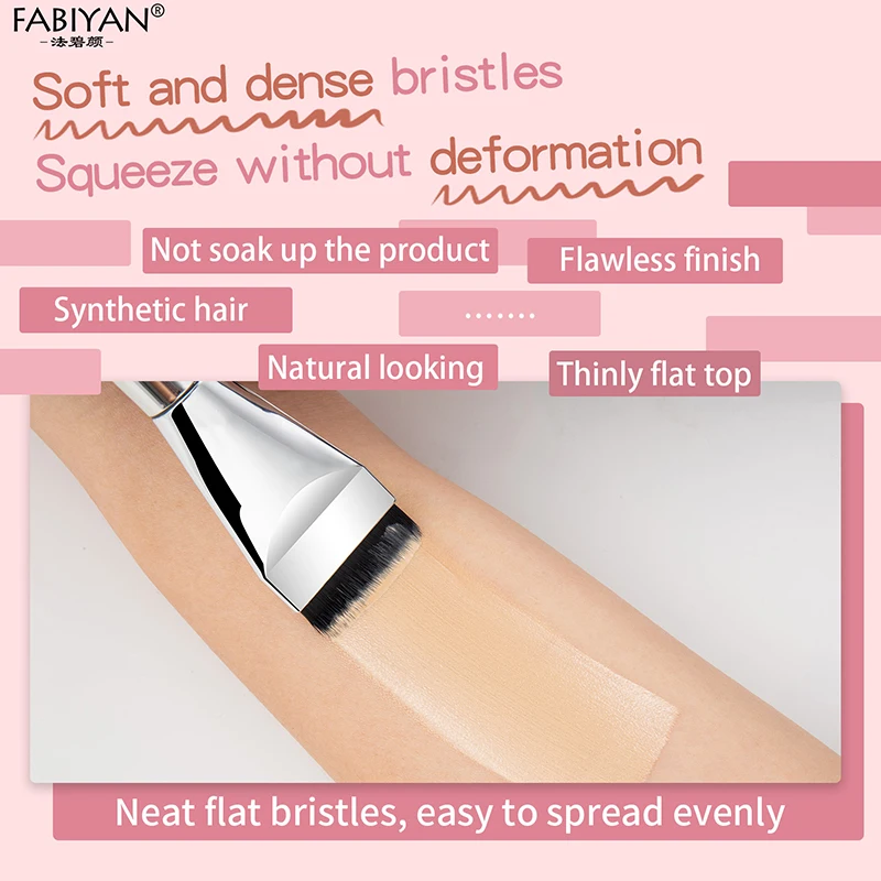 Brocha para base ultrafina, brochas de maquillaje de cabeza plana, brocha para máscara, crema de base mixta, brocha para contorno de rostro para mujer