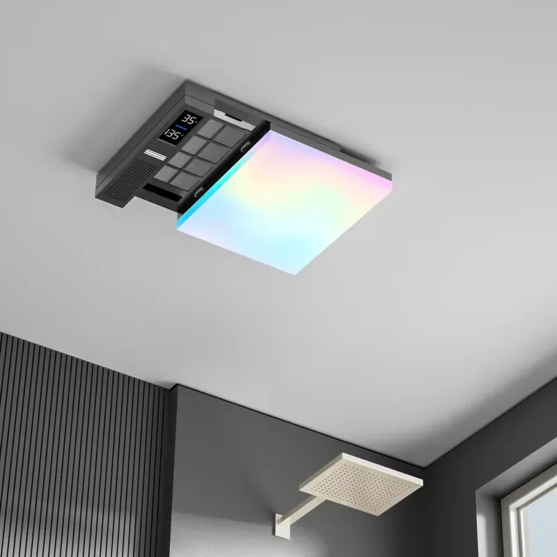 Smart LED Ceiling Exhaust Fan with Sliding Panel for Toilet Indoor Ventilation Lighting Fixture Modern Bathroom Air Extractor