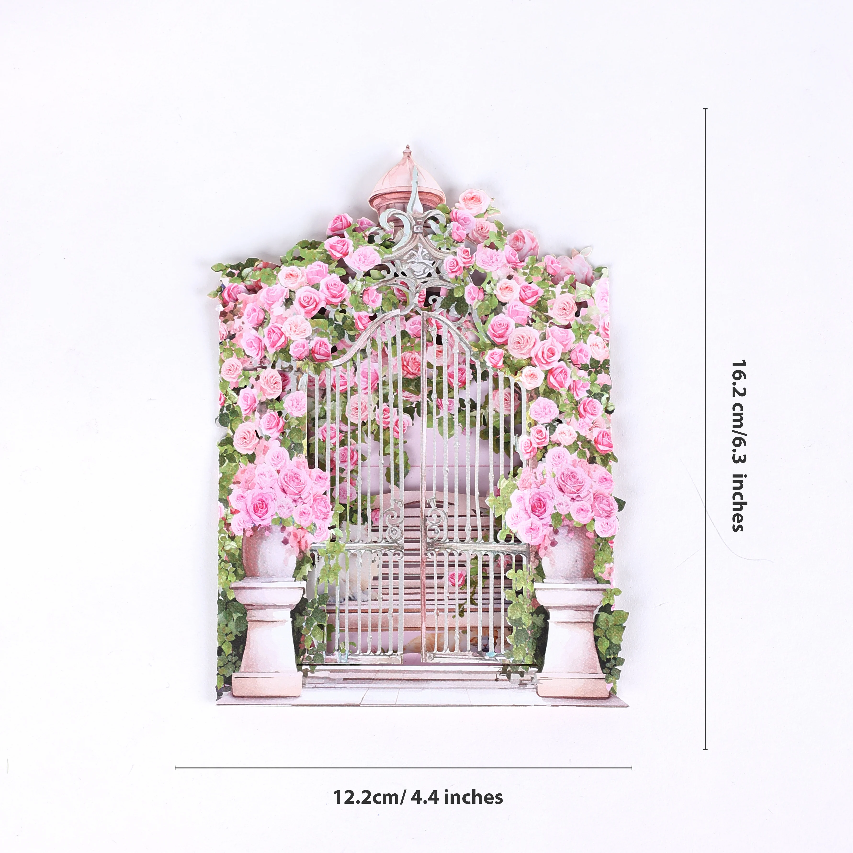 Pink Rose Garden pop-up greeting card, birthday anniversary gift for your lover mother teacher, Spring comfortable cozy kitten