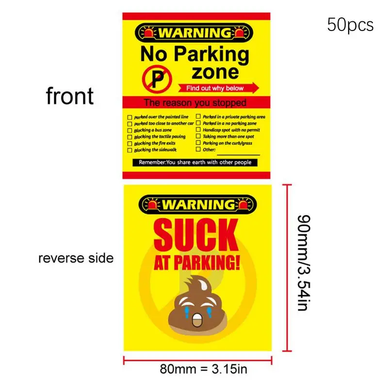 بطاقات ركن السيارة السيئة 50 قطعة تذكرة ركن السيارة المضحكة المزحة لوازم الأعمال علامات التحذير للرجال والنساء الأسرة عيد الميلاد