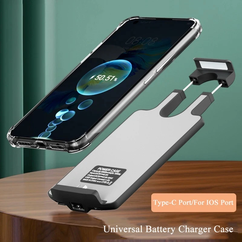 

6800/10000mAh Battery Charger Case for iPhone 12 13 Pro Samsung S23 Portable External Power Bank Charger Case for Xiaomi Huawei