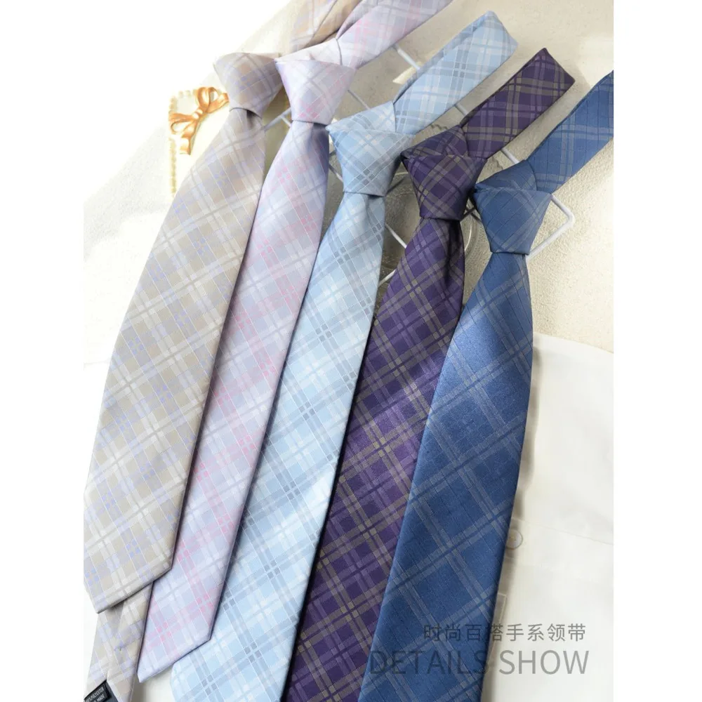 

Plaid Tie Versatile High-End Suit Shirt for Women and Men Artistic Luxurious Hand-Knotted College Style JK Accessories