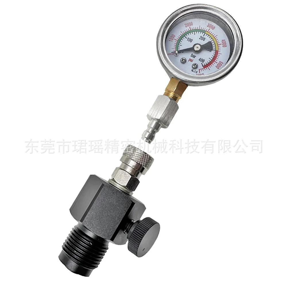 G5/8 diving bottle valve high pressure pressure measuring connector with large pressure gauge 8mm quick plug