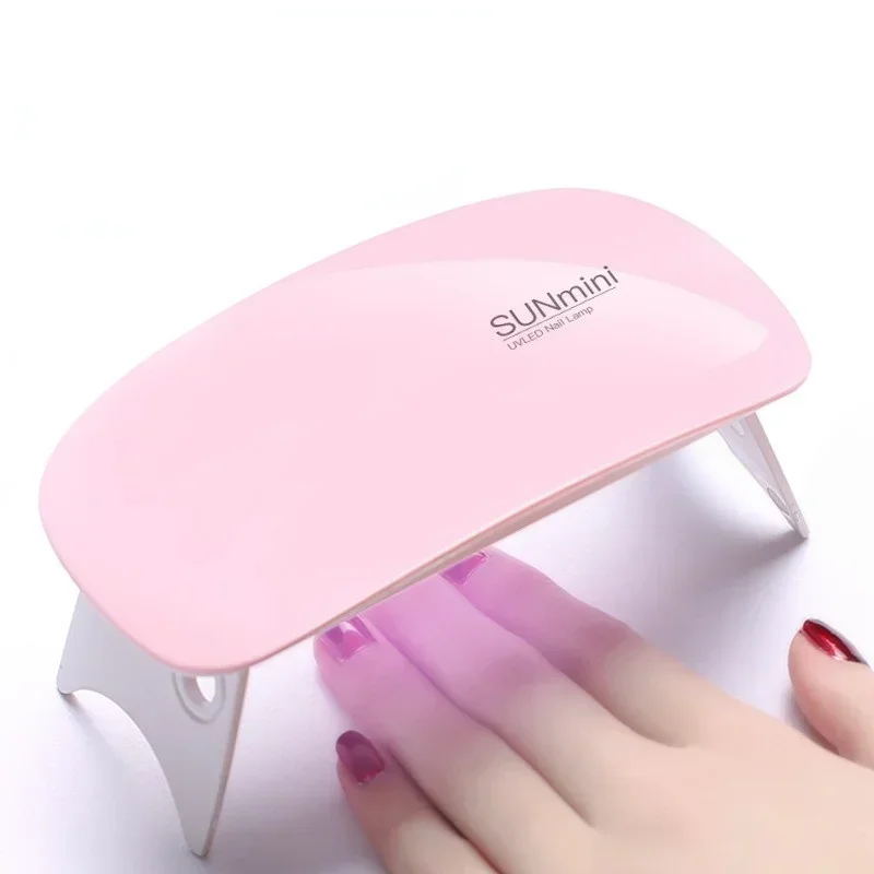 Portátil UV lâmpada LED prego Mini secador de unhas, interface USB, polonês, verniz, máquina de cura, branco, rosa, 6W