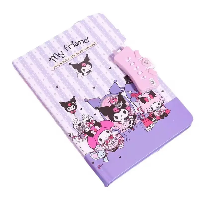 Sanrio Children\'s Password Book Kuromi Melody Girl High Beauty Notebook Password Lock Diary Handbook Cartoon Cute