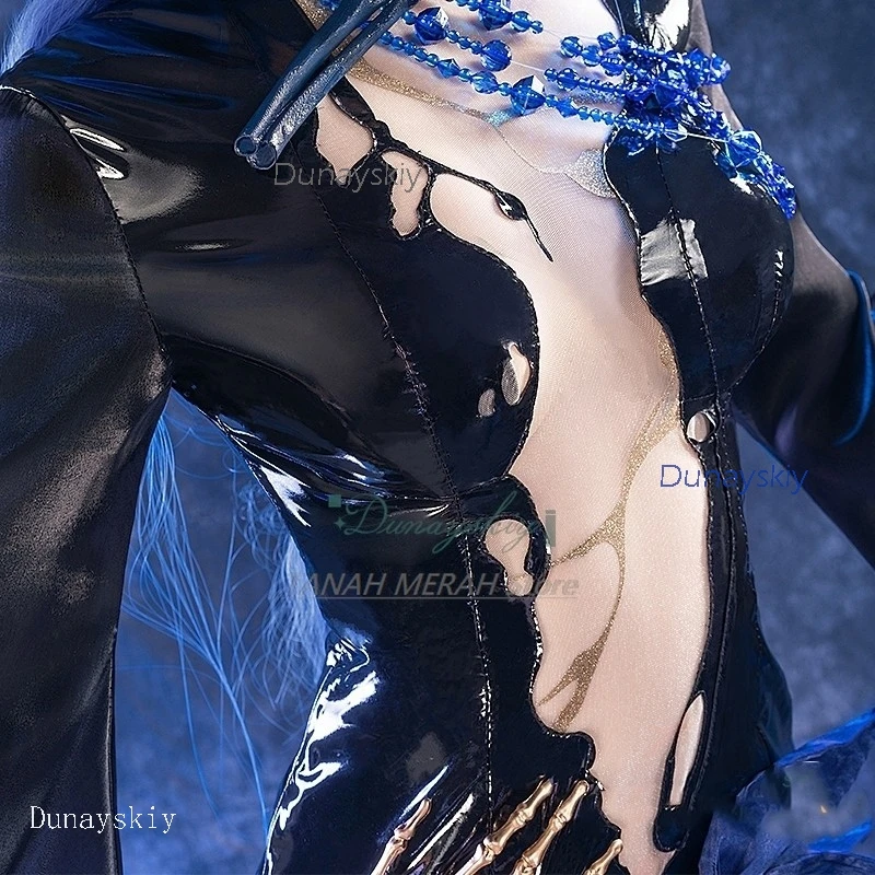 أزياء الهالوين التأثيرية أركانا أنيمي التأثيرية فستان أسود ضيق ذيل السمكة لعبة عكسية: 1999 ملحقات شعر مستعار كاملة disfraz #4