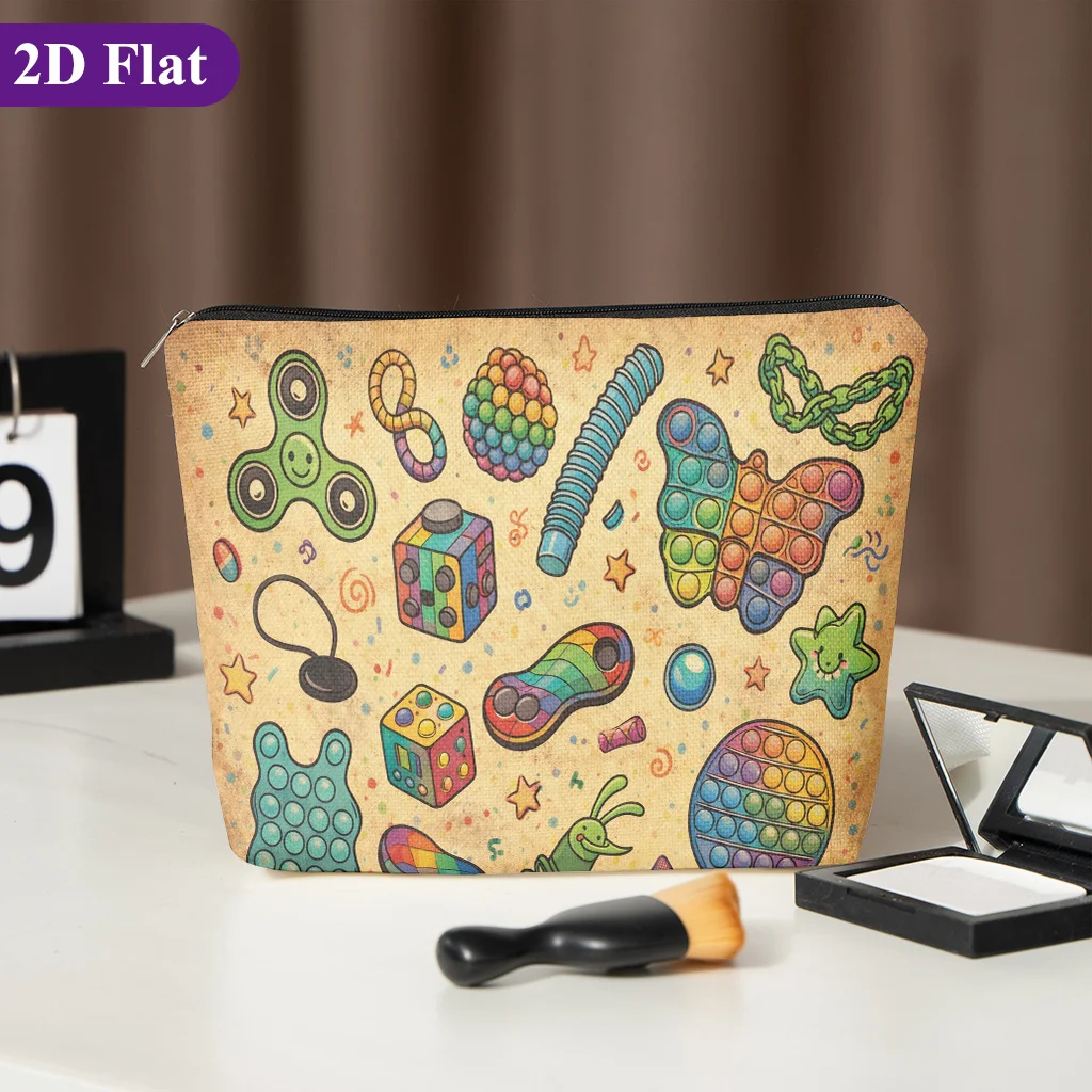 1 Piece Stress-Relief Toy Collection Makeup Bag - Multifunctional Zipper Bag for Women, Perfect Travel Zipper Storage Bag, Fun Birthday Gift