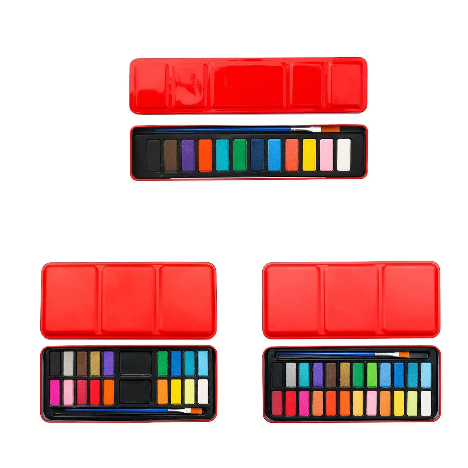 Watercolor Paint with Red Iron Box Portable Travel with Brush for Classrooms Parties Water Color Painting Artists All Ages