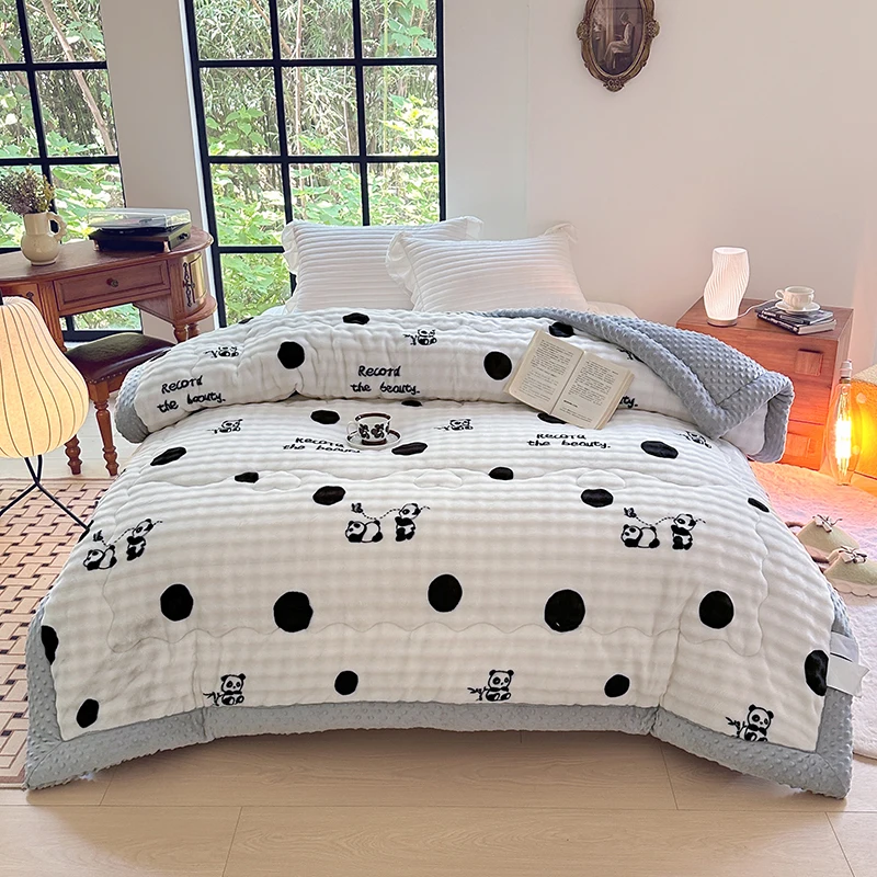 Manta gruesa de felpa de conejo Artificial para otoño e invierno, manta cálida para cama tamaño Queen y King, edredón suave y esponjoso con núcleo