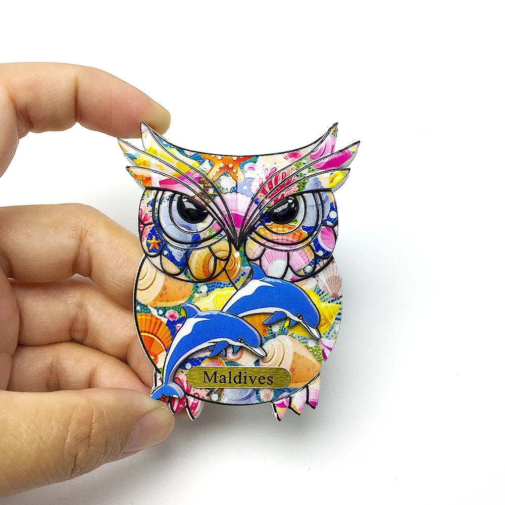 

Colorful Maldives 3D Resin Owl & Dolphin Fridge Magnets - ‌Strong Decorative Magnets for Home & Kitchen Decor‌