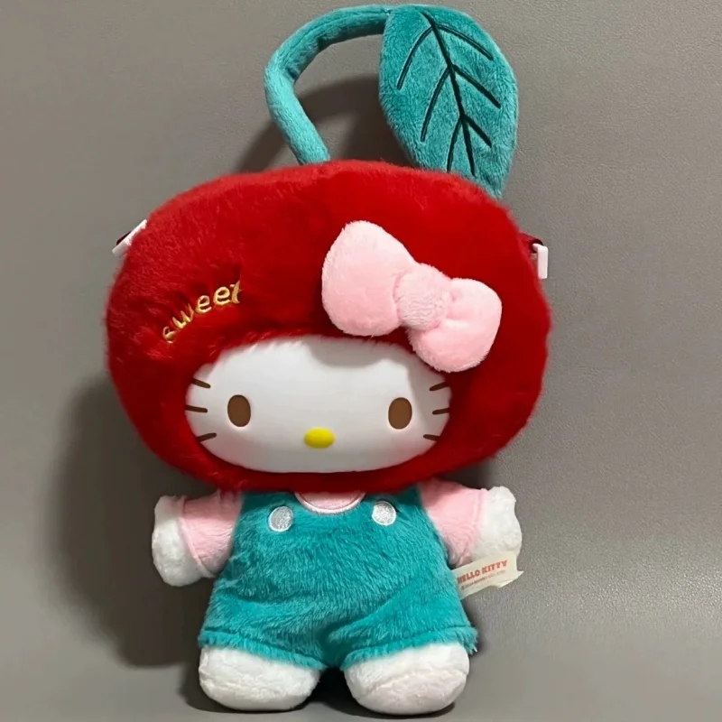 

25Cm Sanrio Cherry Hello Kitty Cross Dressing Soft Plush Stuffed Toy Girl's Pillow Kawaii Sofa Decoration Couple Christmas Gift