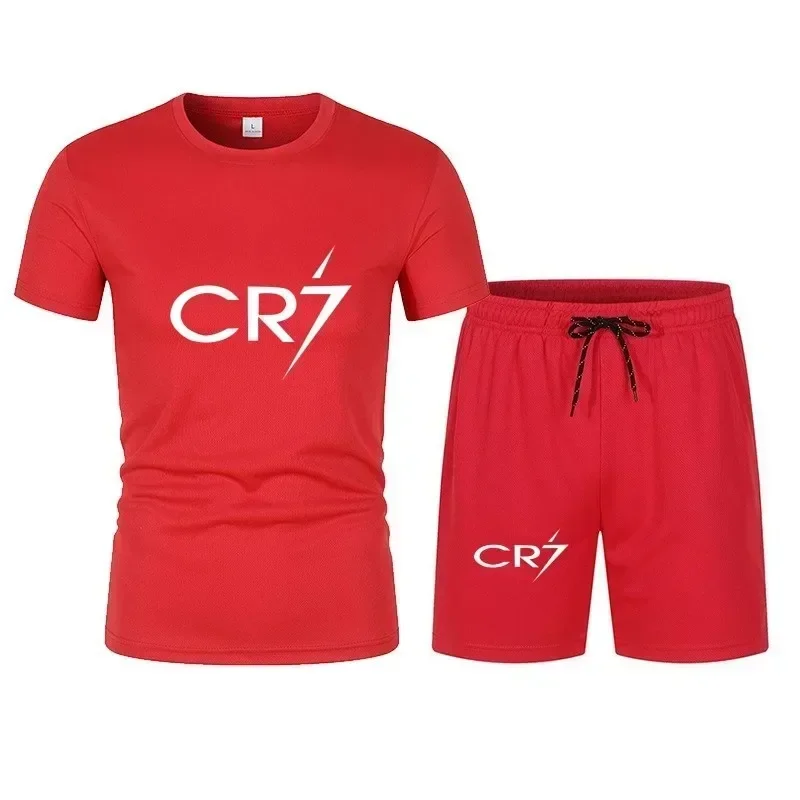 

Summer new men's casual short-sleeved T-shirt + shorts two-piece set, fashion outdoor jogging men's quick-drying sportset
